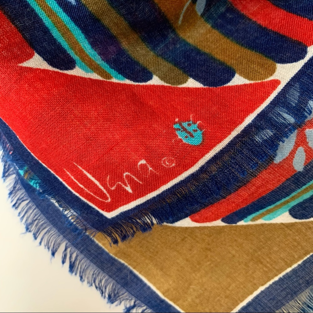 Vintage 60s Vera Neumann Striped Scarf Floral - Picture 2 of 9